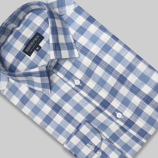 Blue & White Wide Box Check Shirt - Product Code: 2026064