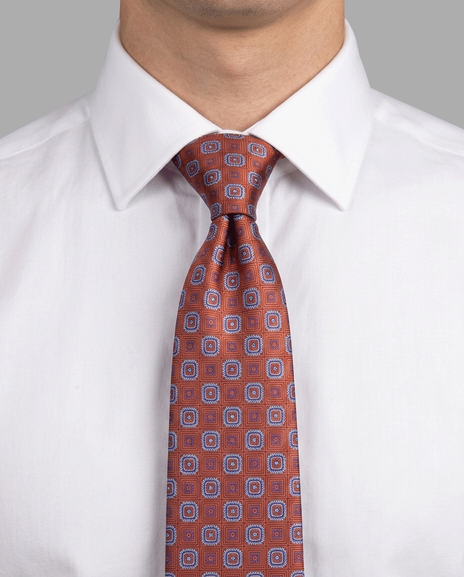 Rusty Red Geometric Medallion Silk Tie
