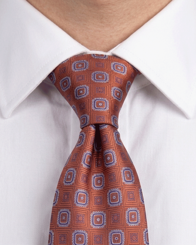 Rusty Red Geometric Medallion Silk Tie