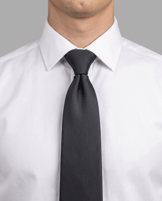 Solid Black Structured Ribbed Tie