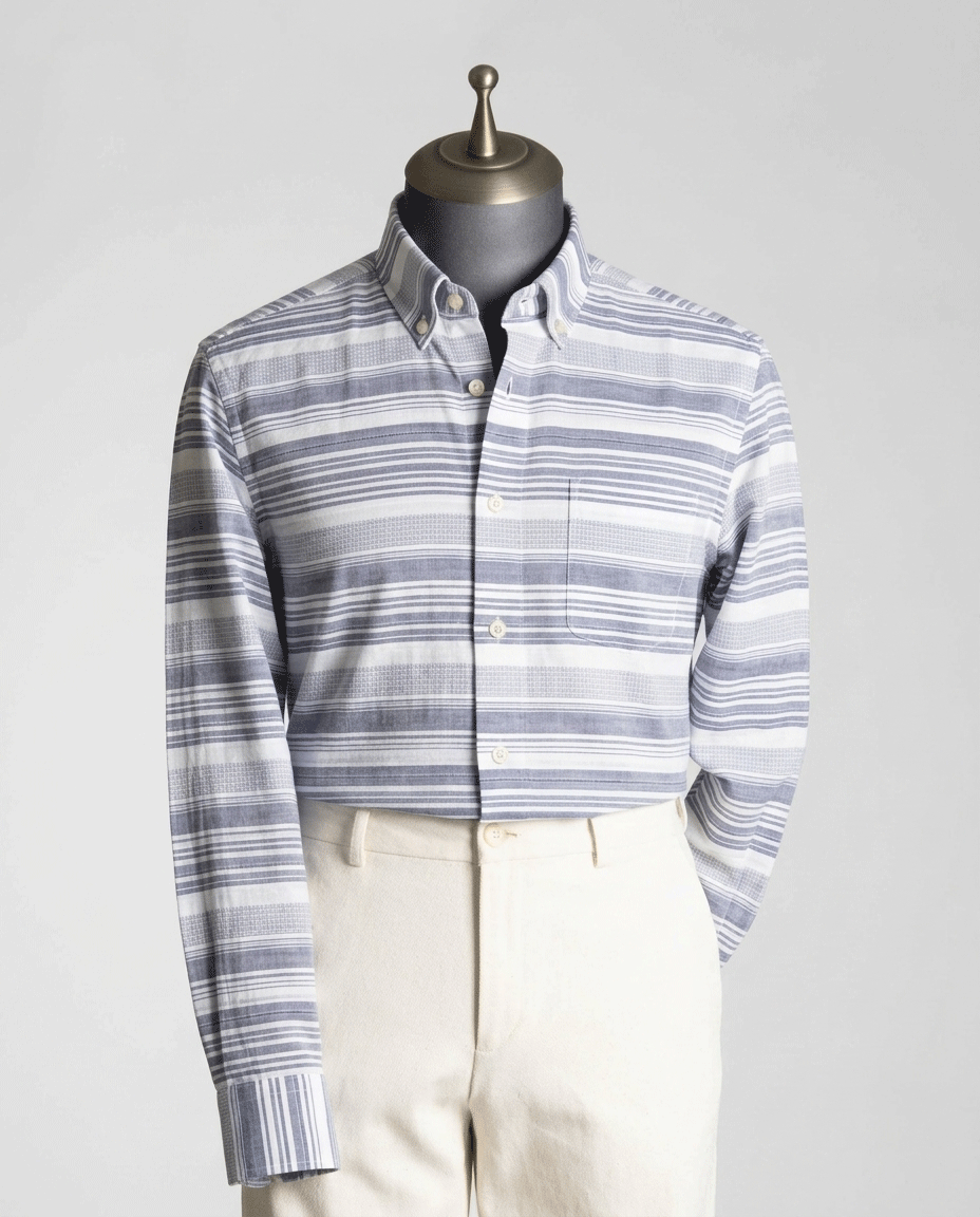 Ash & Grey Vertical Stripe Button-Down Shirt - Yarn Work