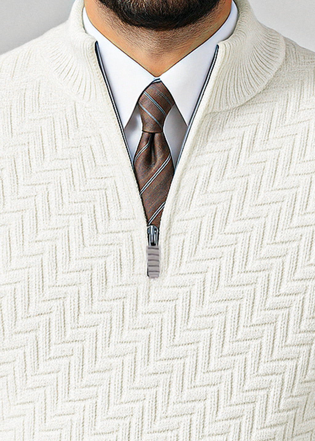 Snow White Quarter Zipper Sweater (TOP SELLING)