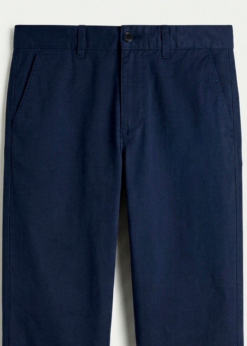 Midnight Blue Twill Cotton Chinos - Relaxed Fit | Office + Casual