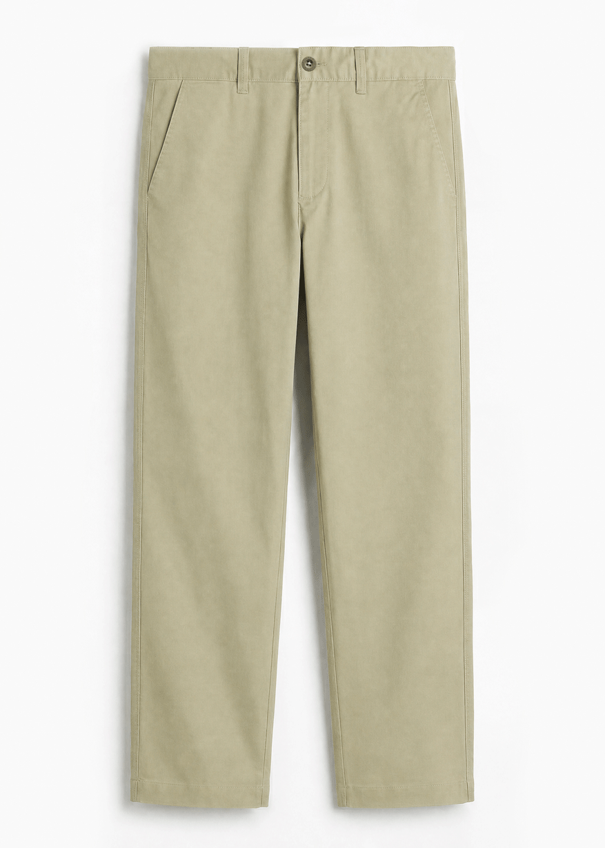 Khaki Tane Twill Cotton Chinos - Relaxed Fit | Classic