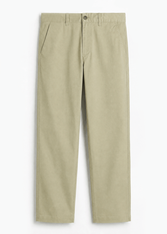 Khaki Tane Twill Cotton Chinos - Relaxed Fit | Classic