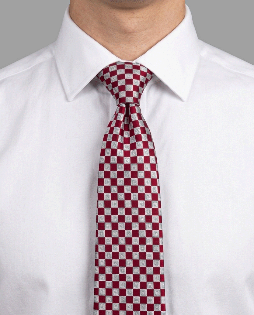 Maroon Red Box Pattern Tie