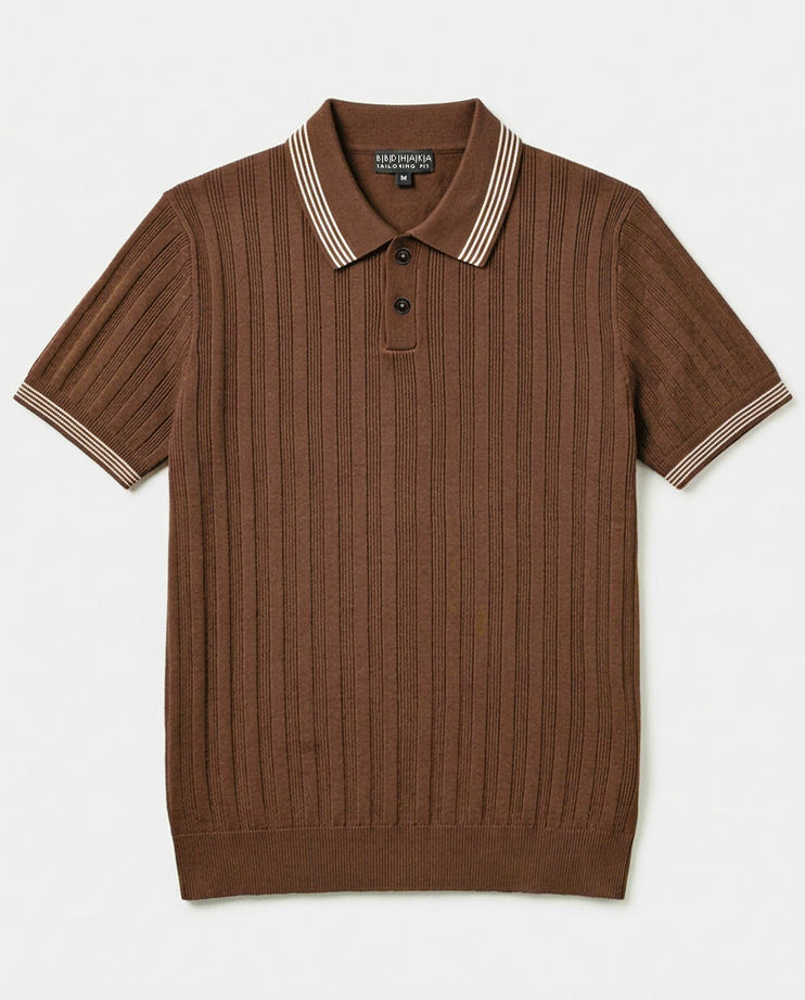 Bright Coffee Summer Knit Polo