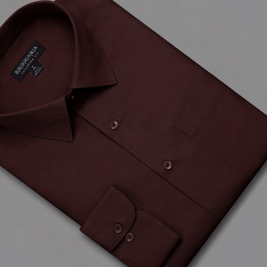 Dark Maroon Formal Shirt (Cotton Blend) - Product Code: 12692