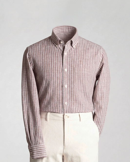 Orange Red Stripe Button-Down Shirt - Remi Cotton