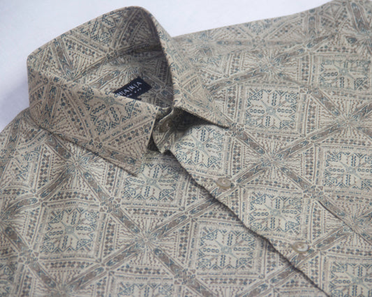 Brown AOP Half Sleeve Shirt