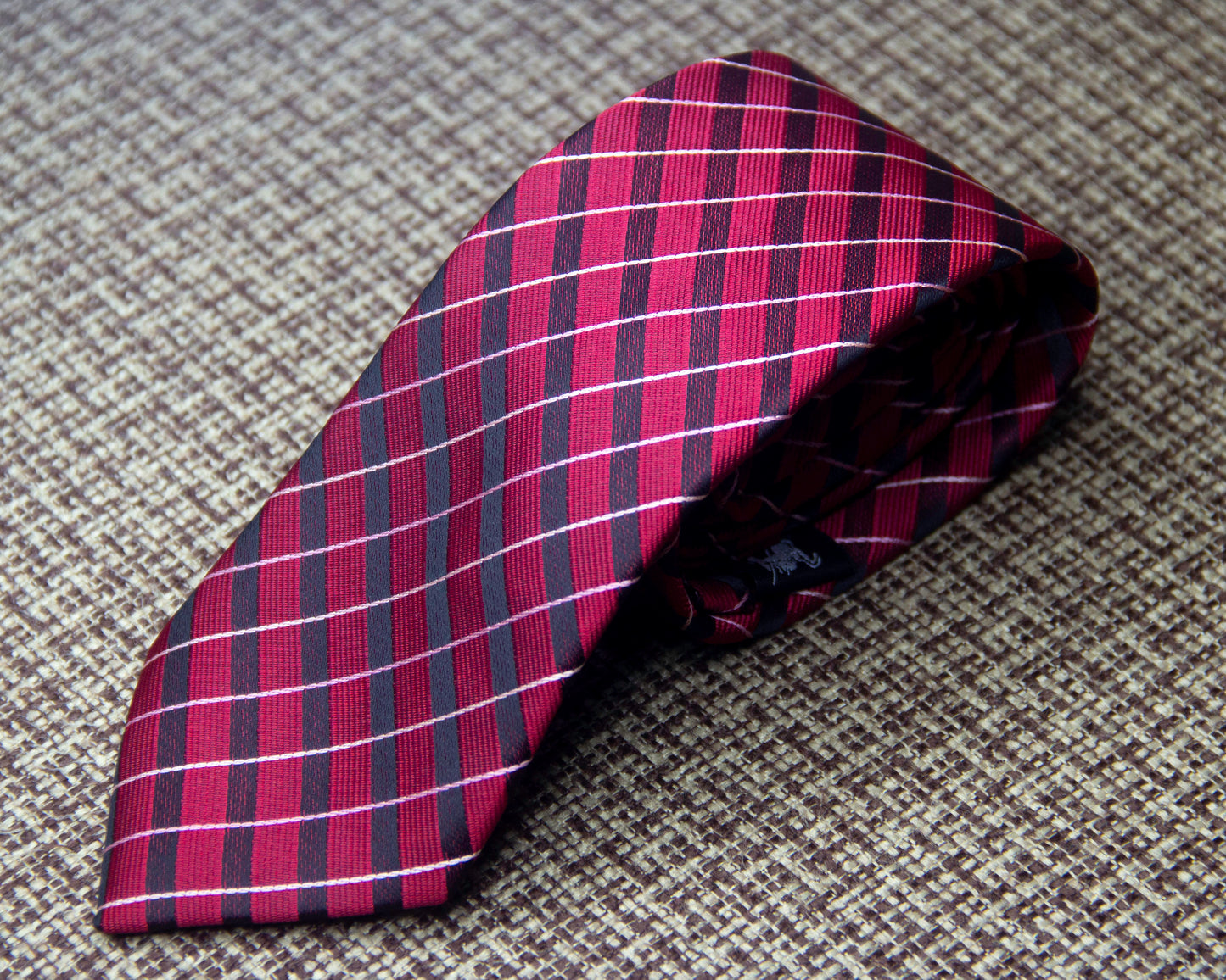 Burgundy Box Pattern Tie