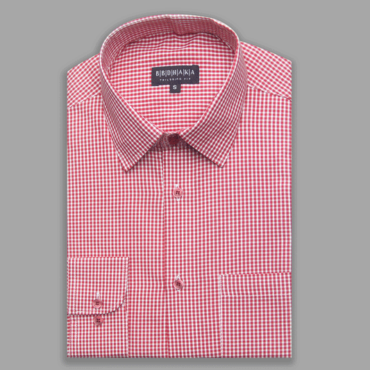 Red Houndstooth Check Formal Shirt - New Article