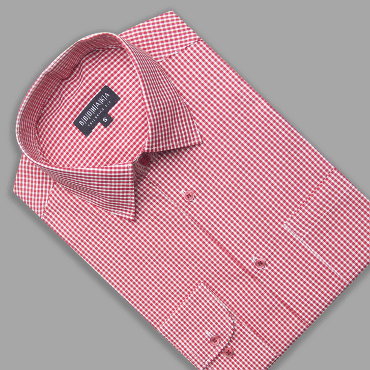 Red Houndstooth Check Formal Shirt - New Article
