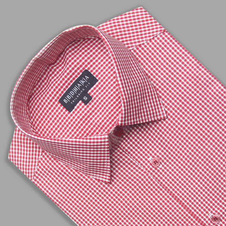 Red Houndstooth Check Formal Shirt - New Article