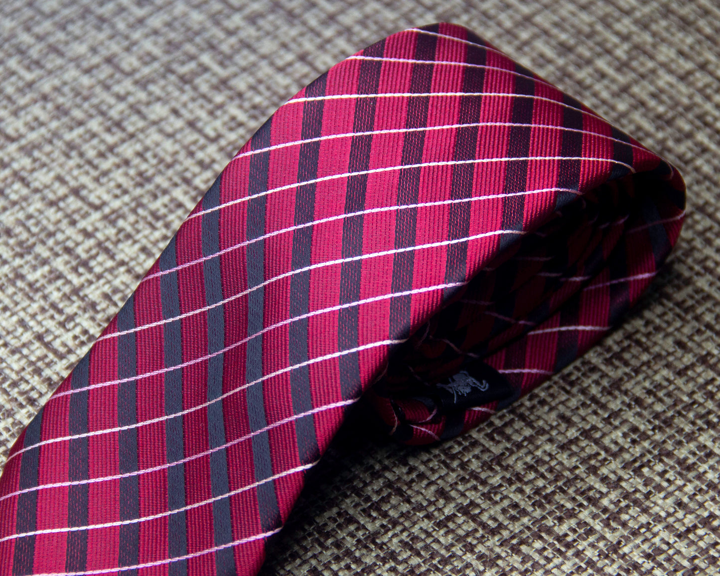 Burgundy Box Pattern Tie