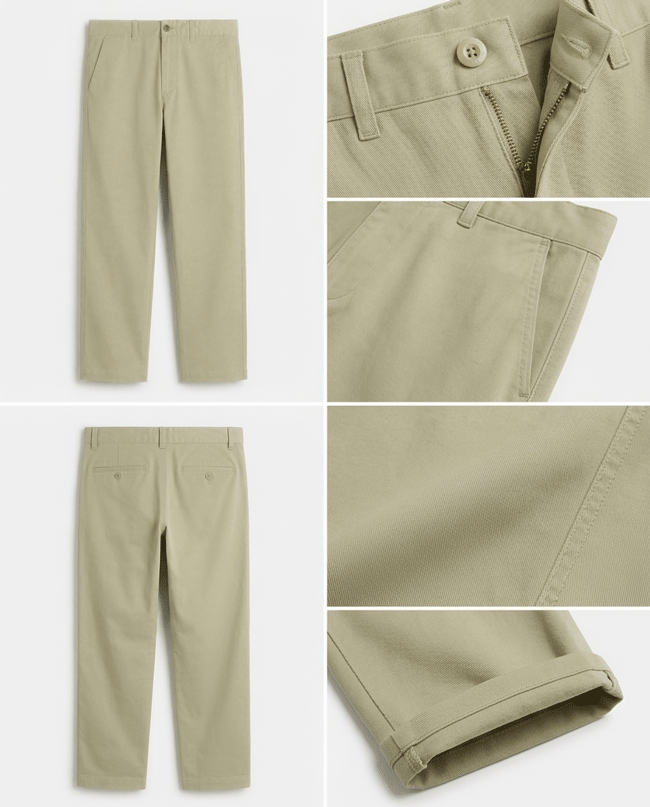 Khaki Tane Twill Cotton Chinos - Relaxed Fit | Classic