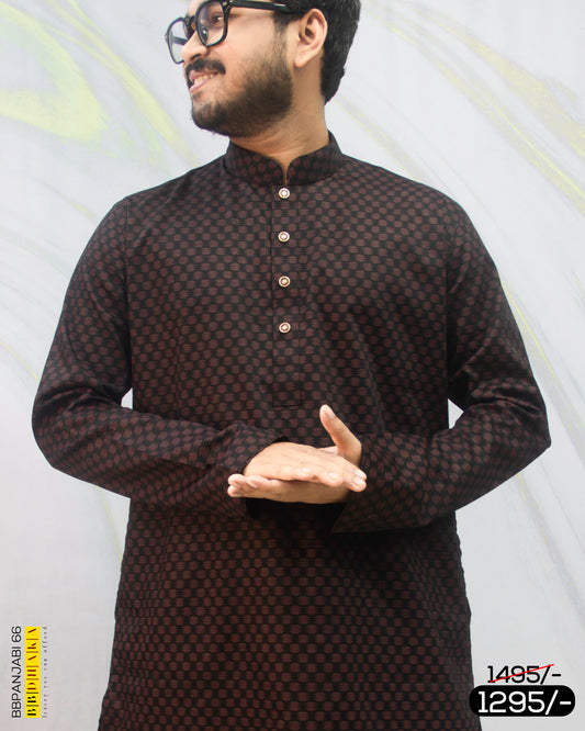 Black and Golden Analog Print Cotton Blend