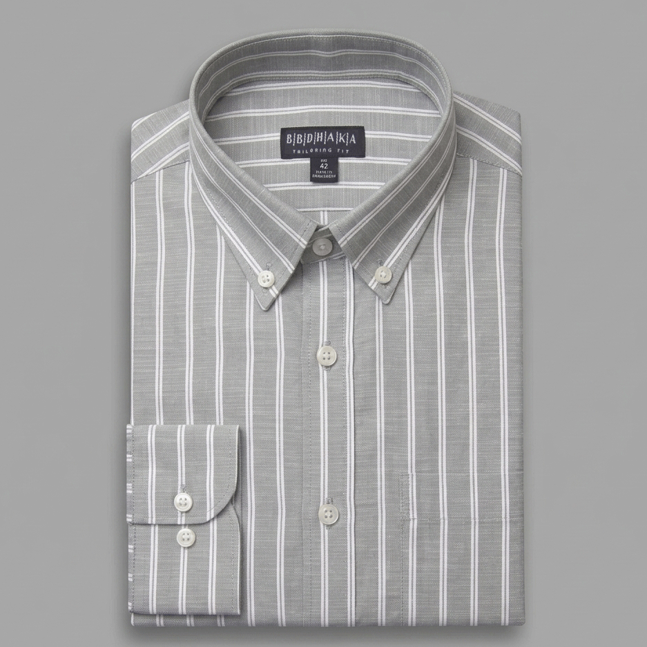 Olive & White Horizontal Stripe Button-Down Shirt - Viscos Cotton