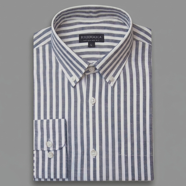 Black and White Stripe Button-Down Shirt - Remi Cotton
