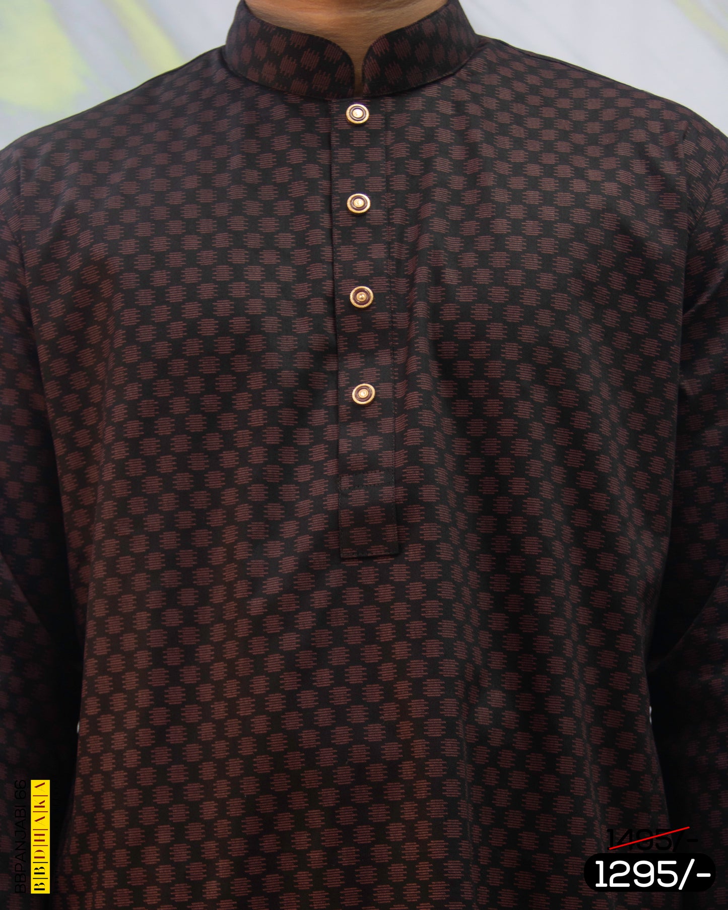 Black and Golden Analog Print Cotton Blend