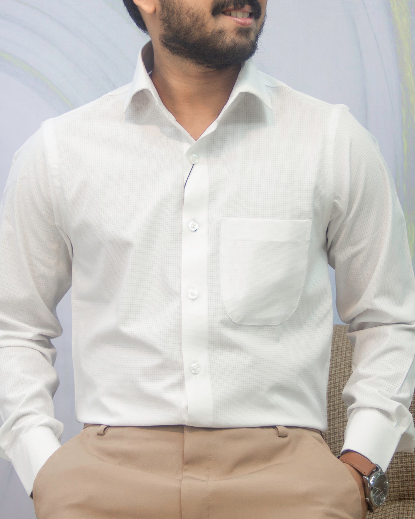 Viscose Pearl White Full Sleeve Shirt