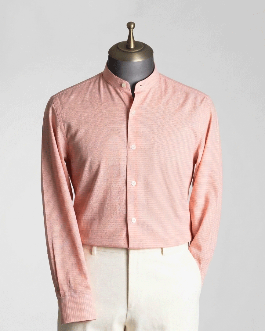Irish Orange Fullsleve Band Collar Shirt (Copy)