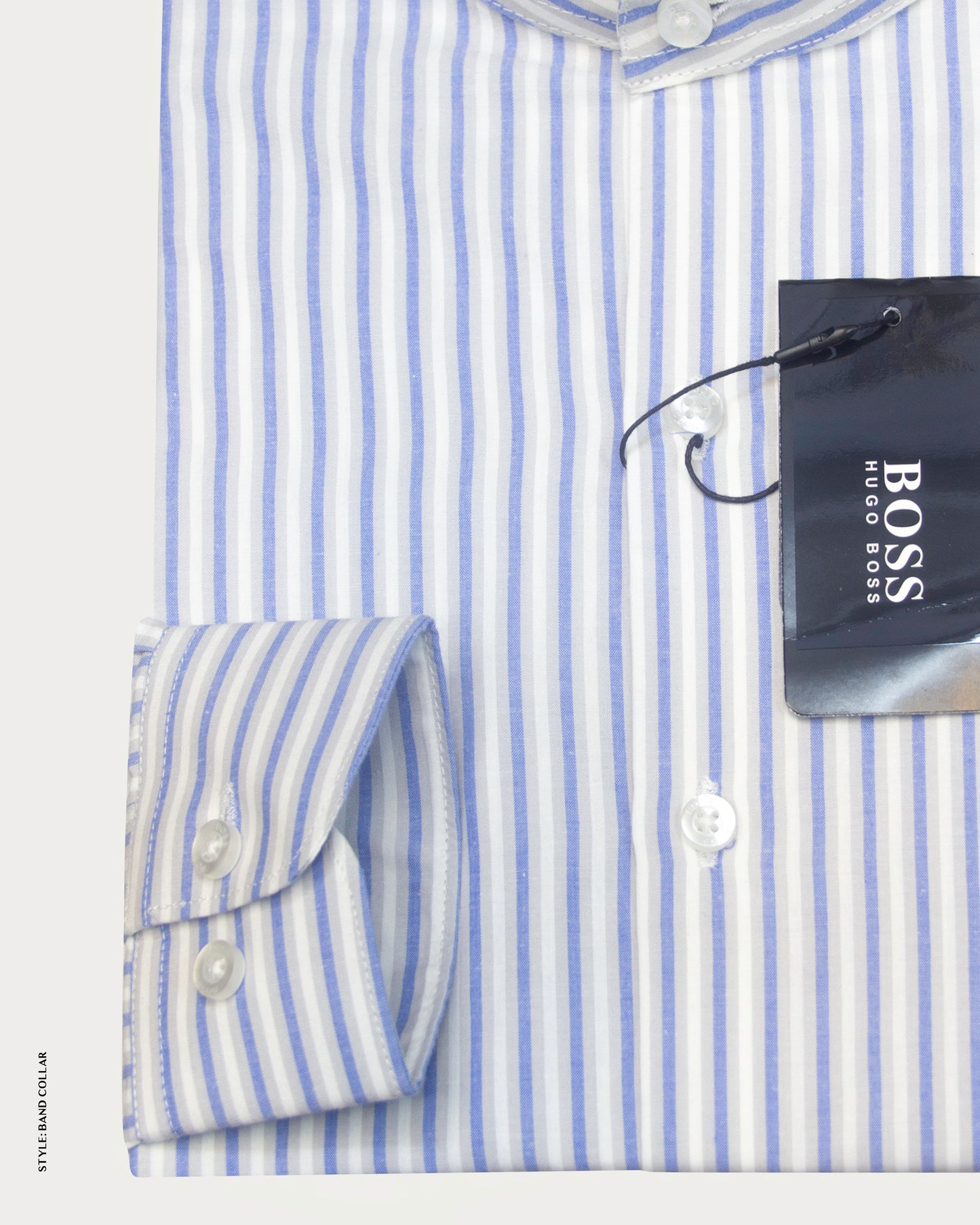 White & Sky Blue Stripe Fullsleve Shirt