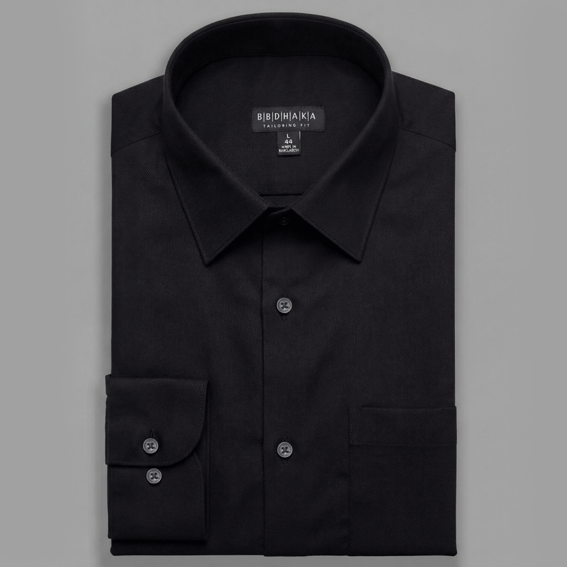 Dobby Zed Black Cotton Full Sleeve Shirt - Product Code: 2026067 (New Arrival)