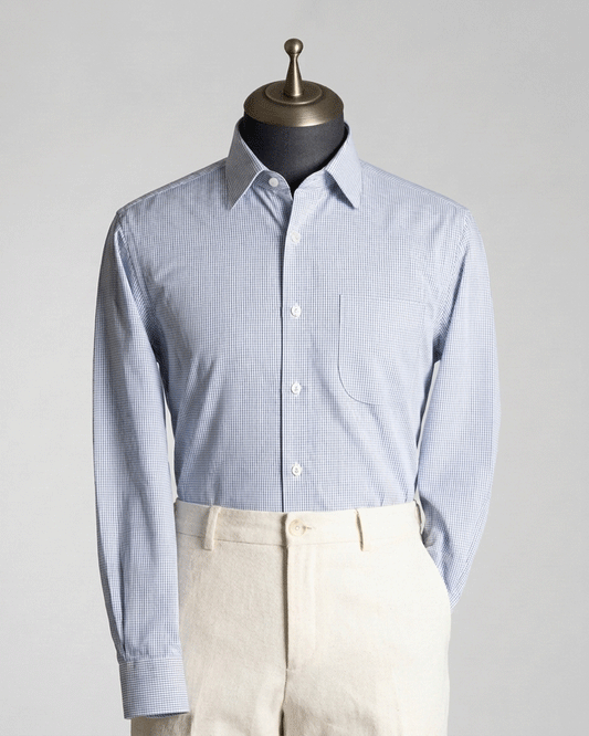 Sky Blue H.T Supima Check Shirt - Most Demanding
