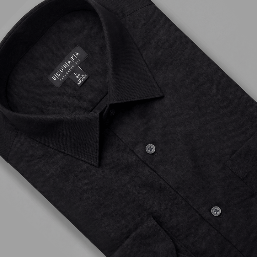 Dobby Zed Black Cotton Full Sleeve Shirt - Product Code: 2026067 (New Arrival)