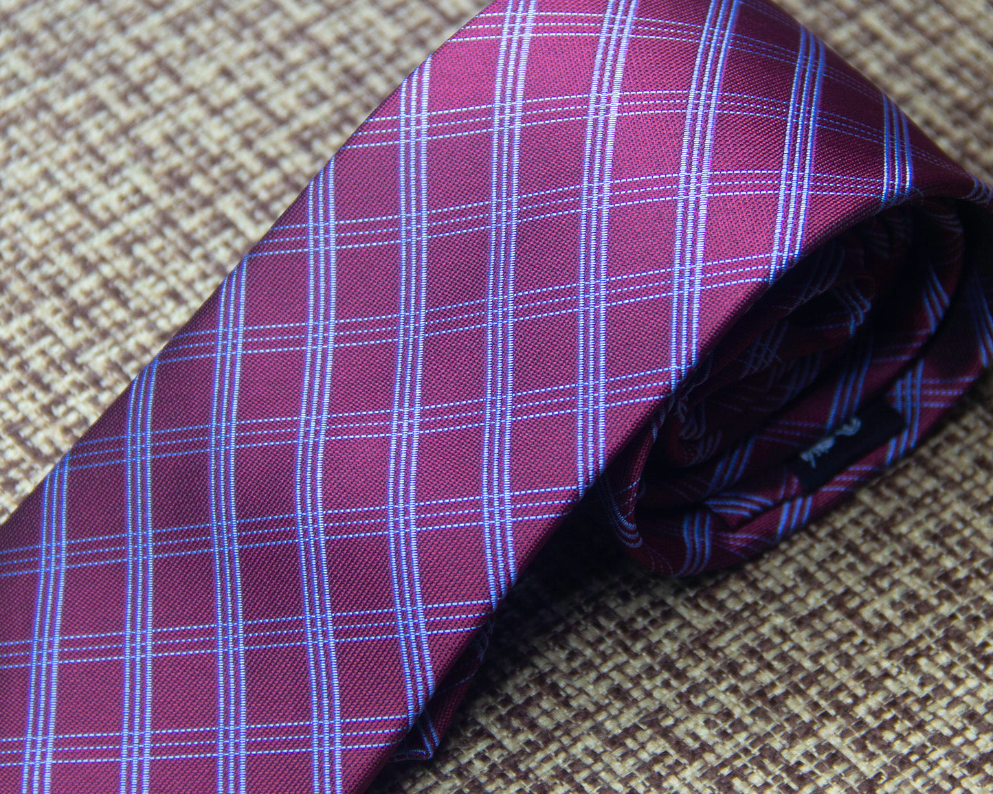 Burgundy Checkered Tie