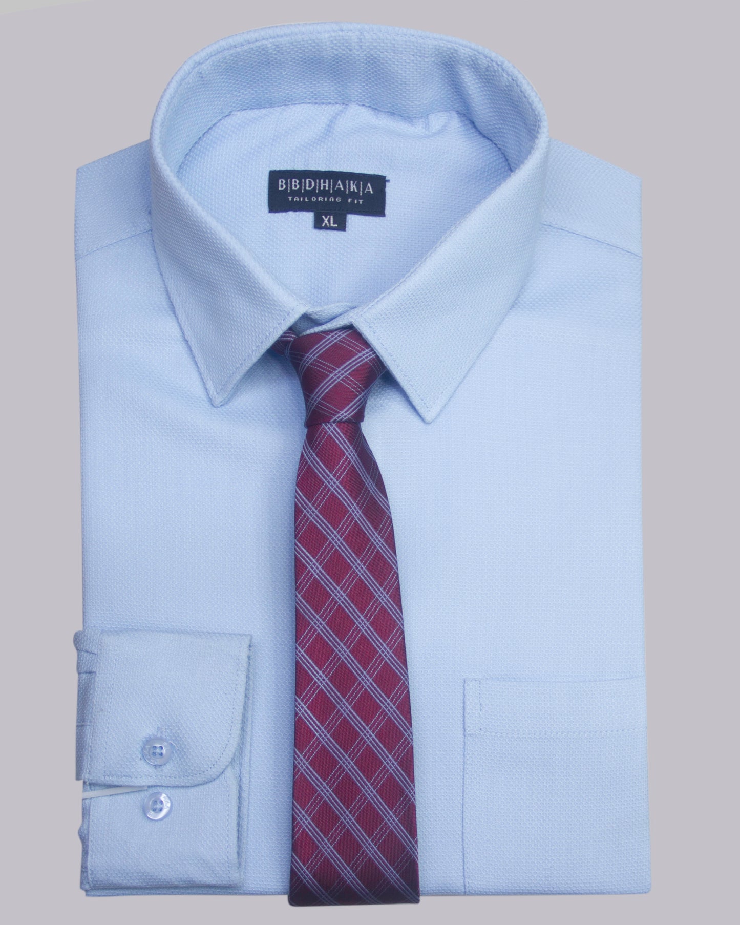 Fancy Deep Pastel Blue Honeycomb Full Sleeve Shirt