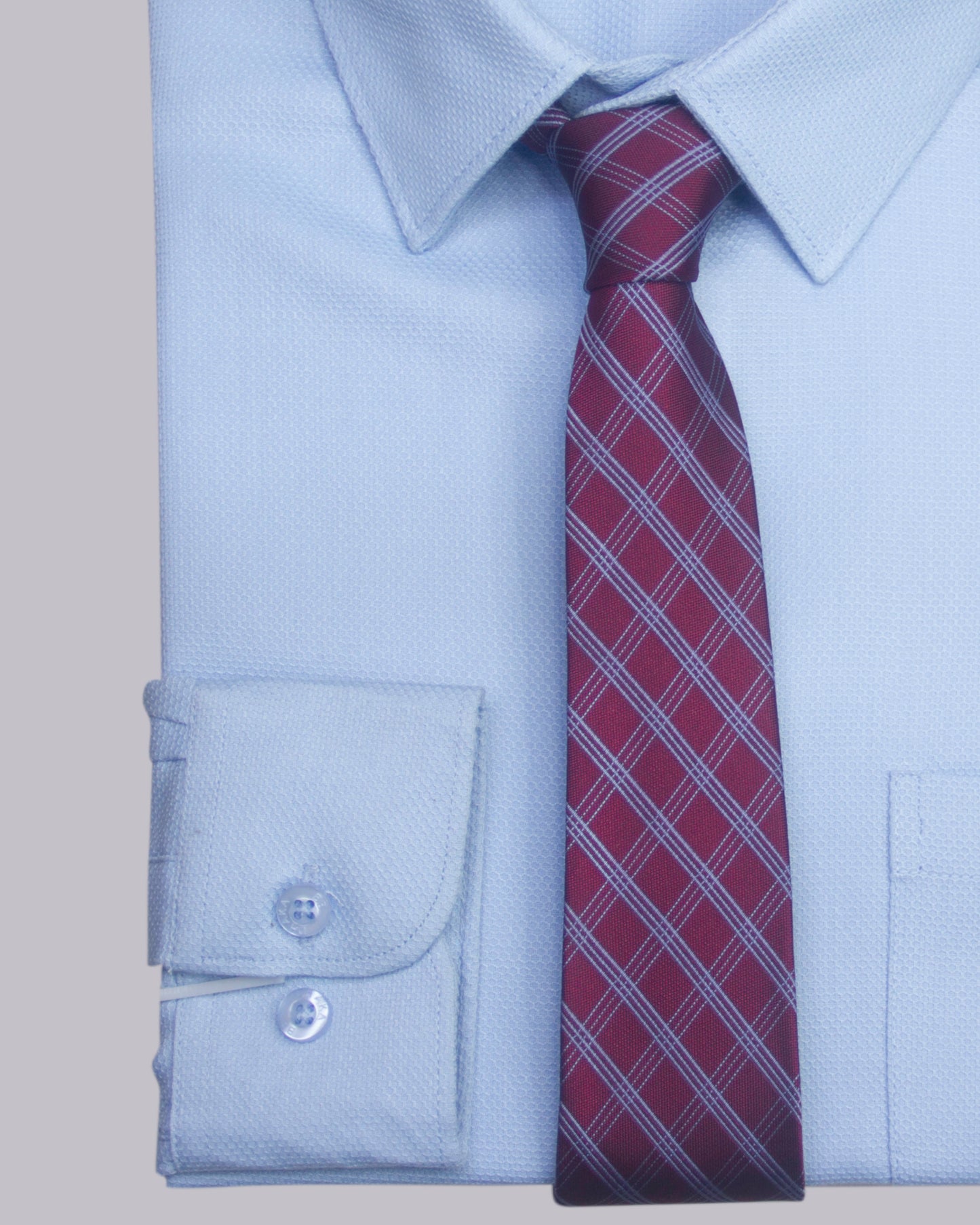 Fancy Deep Pastel Blue Honeycomb Full Sleeve Shirt