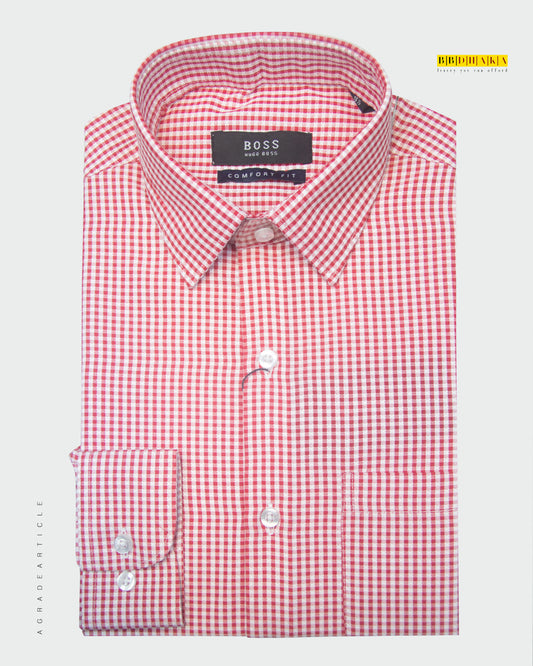 Red Houndstooth Full Sleeve Shirt