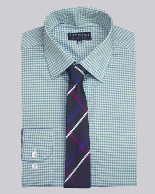 Fancy Lime Mint Houndstooth Check Full Sleeve Shirt