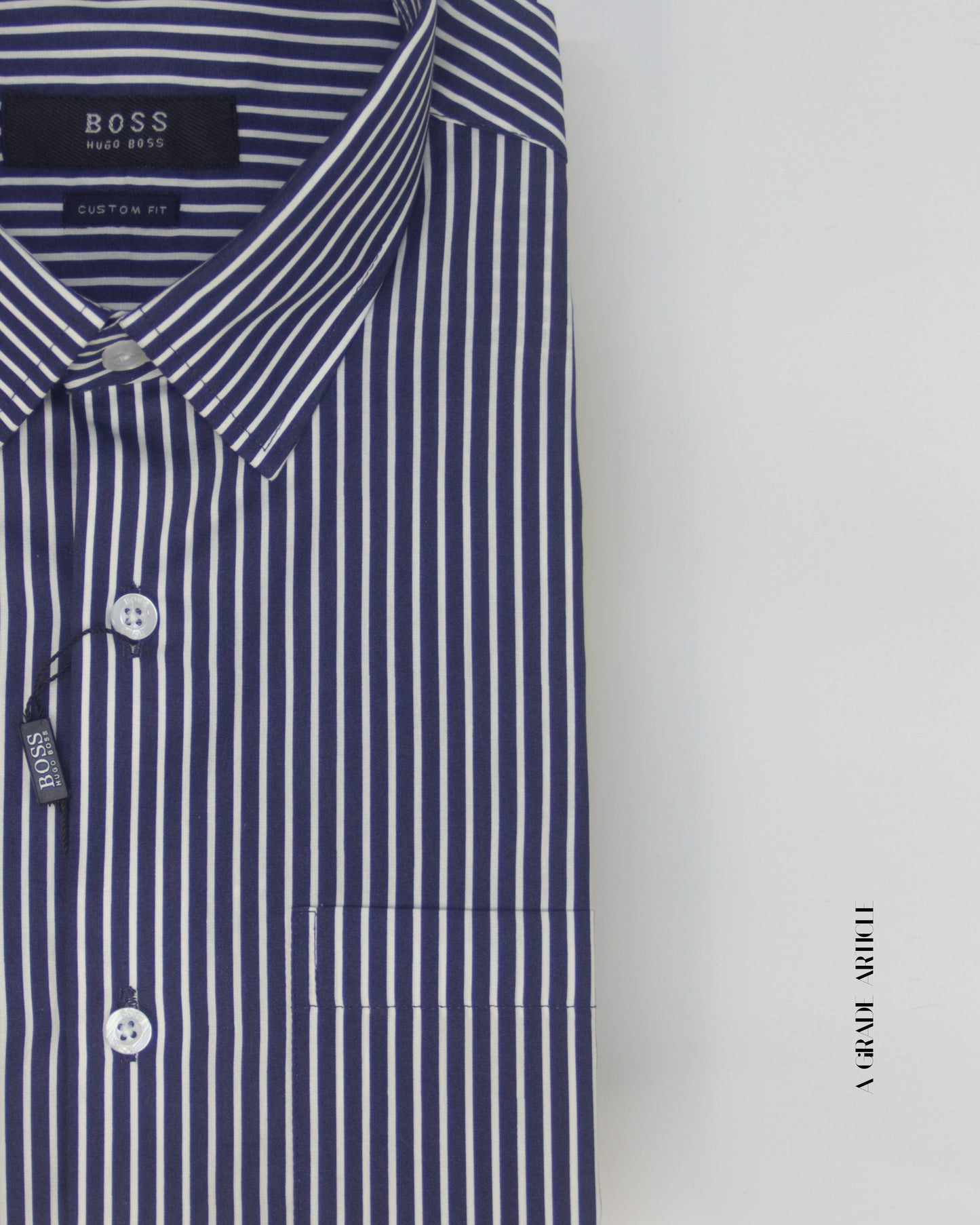 Dark Navy & White Stripe Formal Shirt
