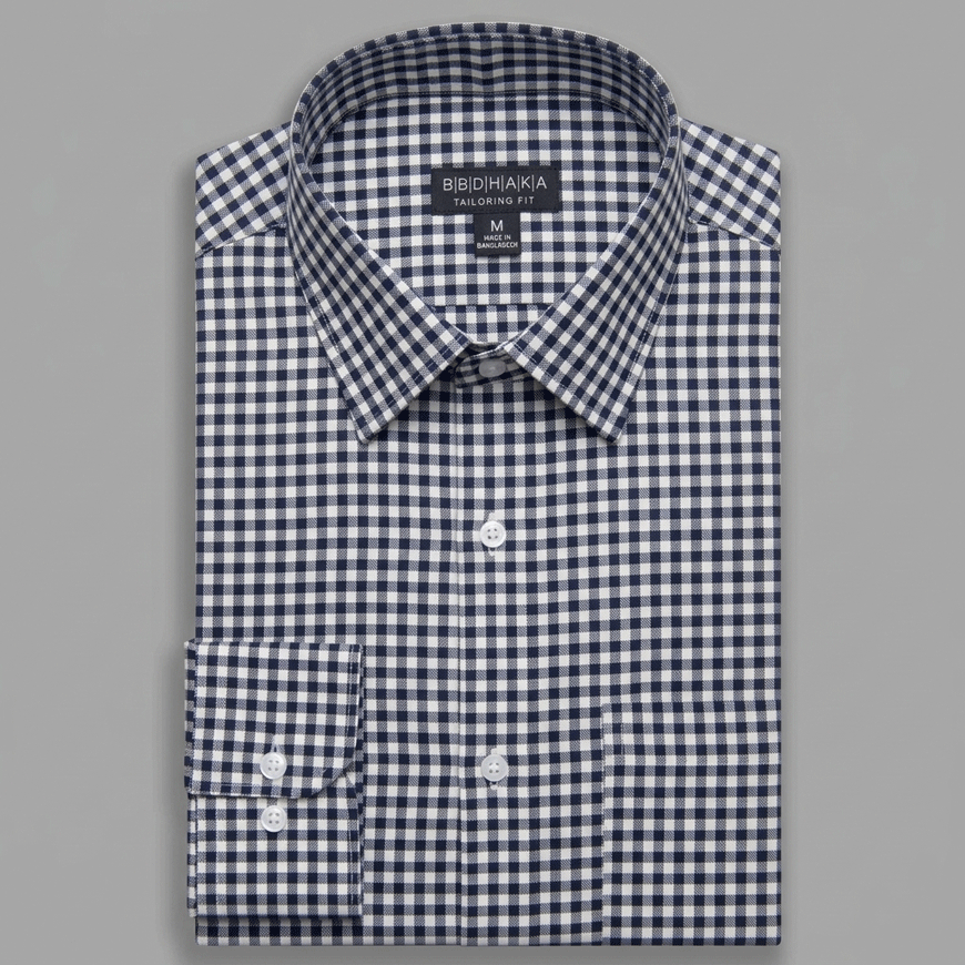 Black & White Micro Check Board Shirt (Yarn Dying) - New Article