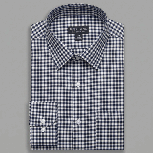 Black & White Micro Check Board Shirt (Yarn Dying) - New Article