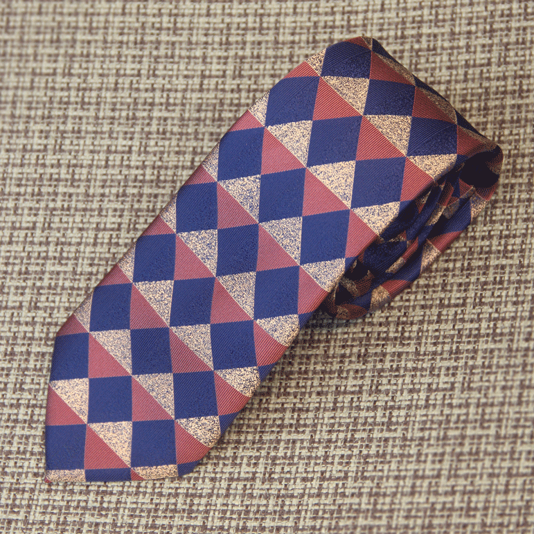 Navy Harlequin Silk Tie