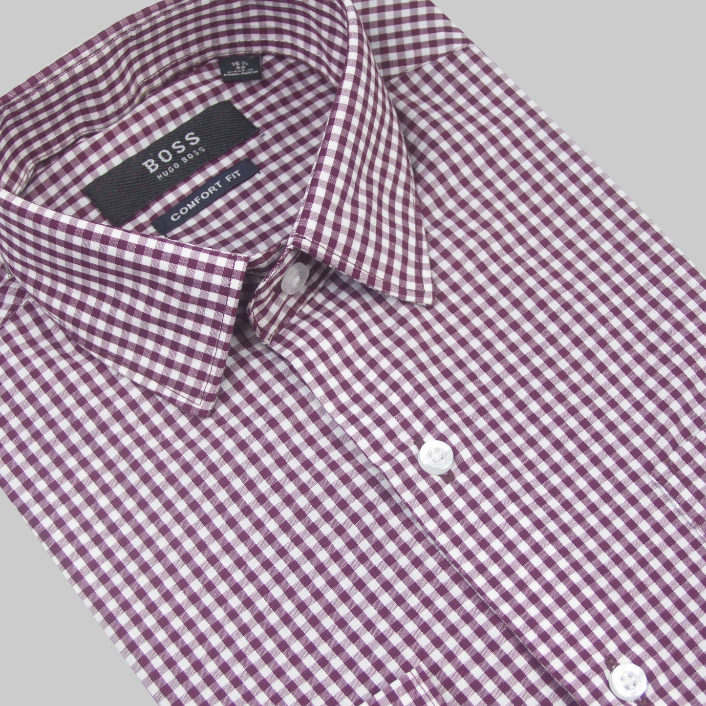 Coffee Bland Shade Box Check Shirt (Cotton Blend)