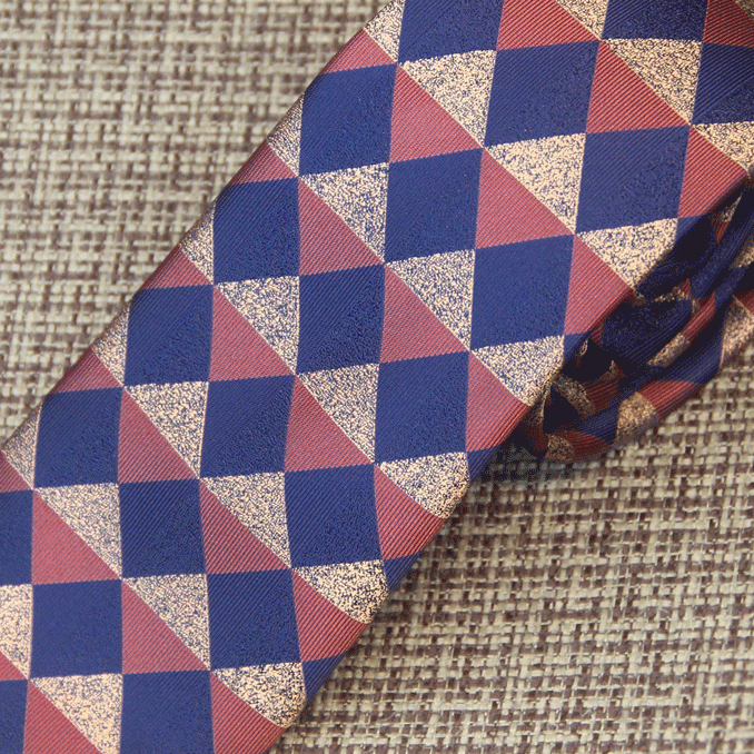 Navy Harlequin Silk Tie