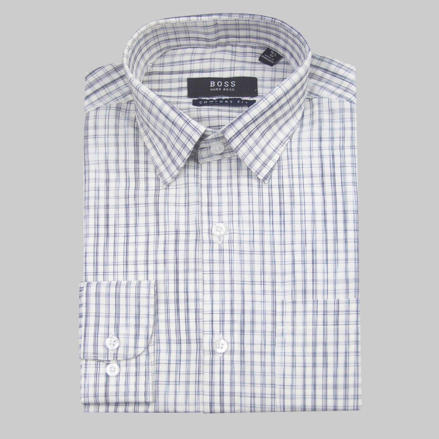 White & Black Check Shirt (Cotton Blend)