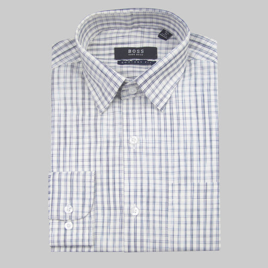 White & Black Check Shirt (Cotton Blend)