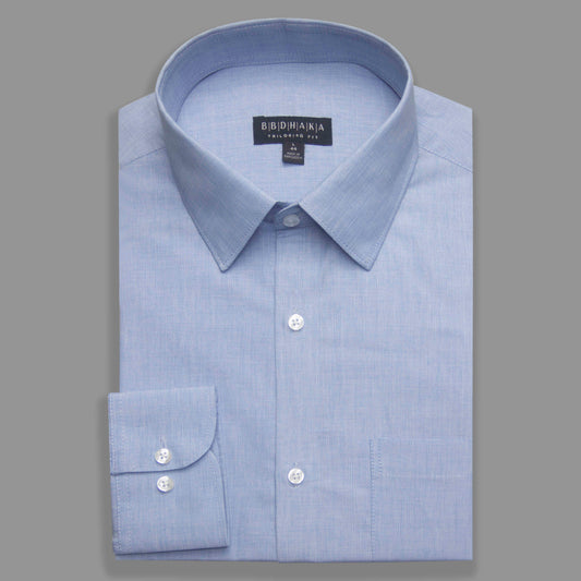 Light Sky Blue Structured Cotton Blend Shirt - New Article