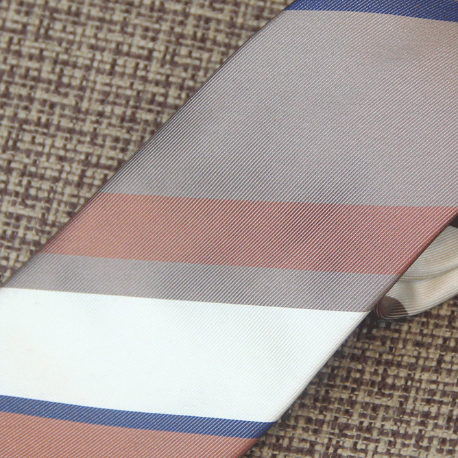 Navy, White & Copper Diagonal Stripe Tie