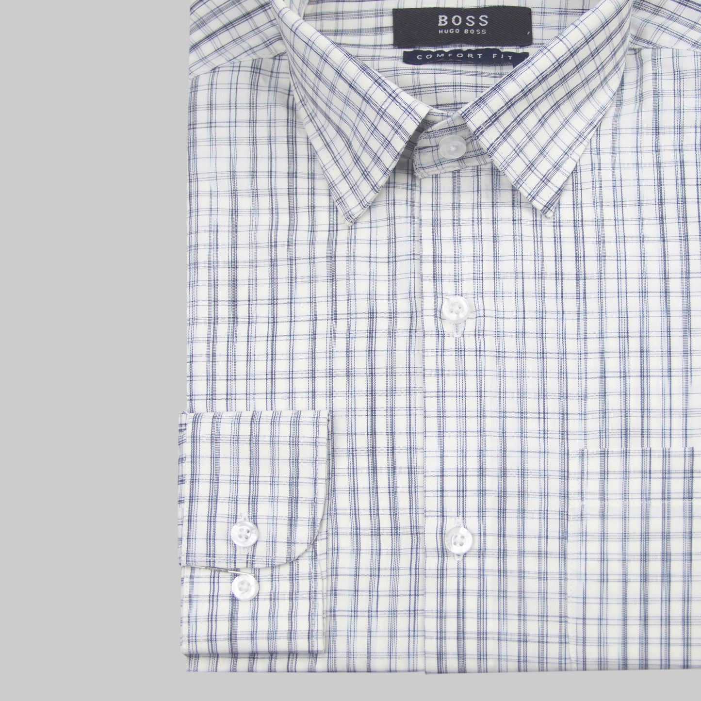 White & Black Check Shirt (Cotton Blend)