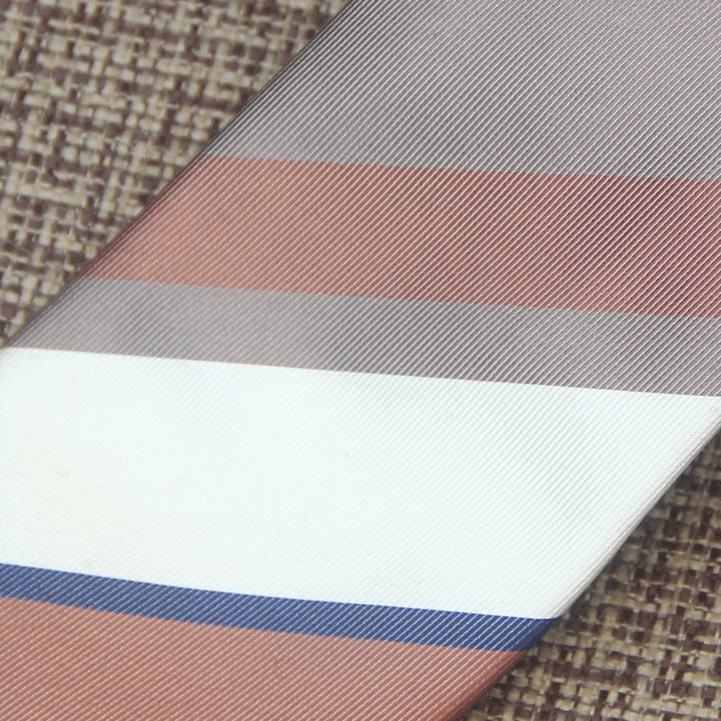 Navy, White & Copper Diagonal Stripe Tie