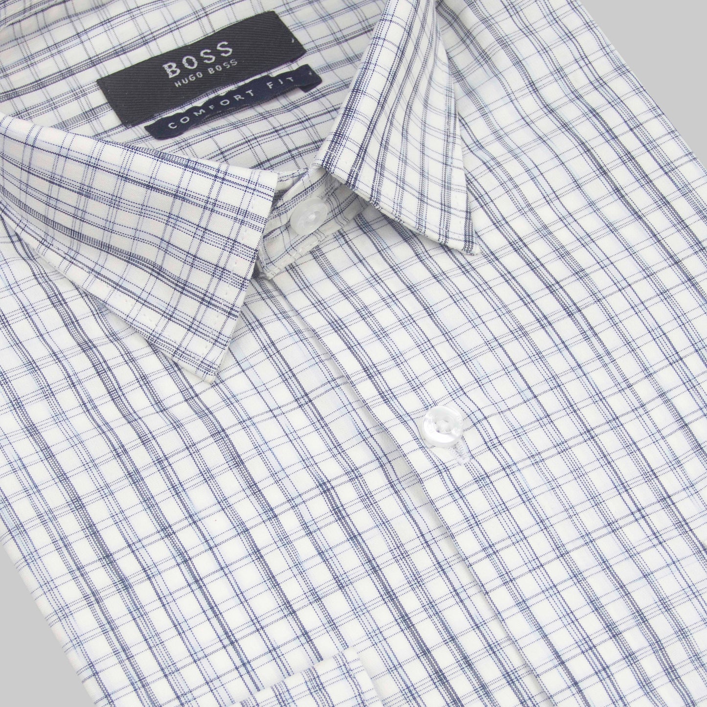 White & Black Check Shirt (Cotton Blend)