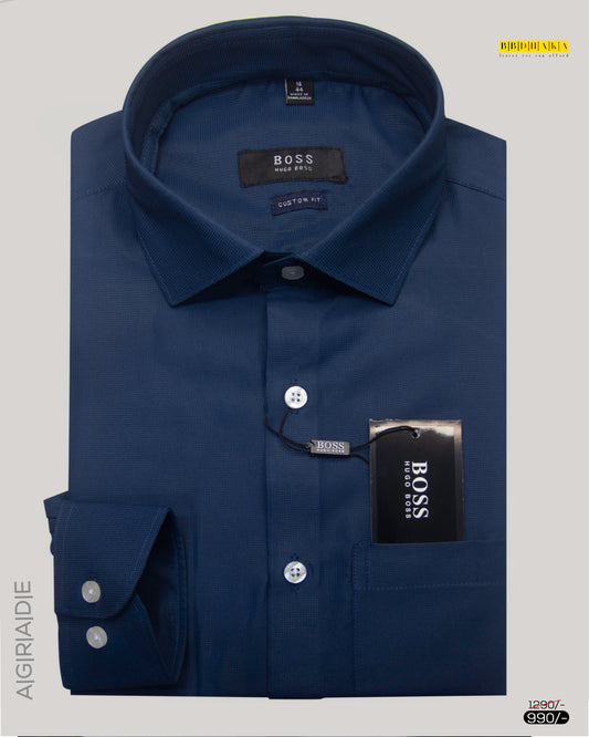 Poly Viscose: Ocean Blue Full Sleeve Shirt