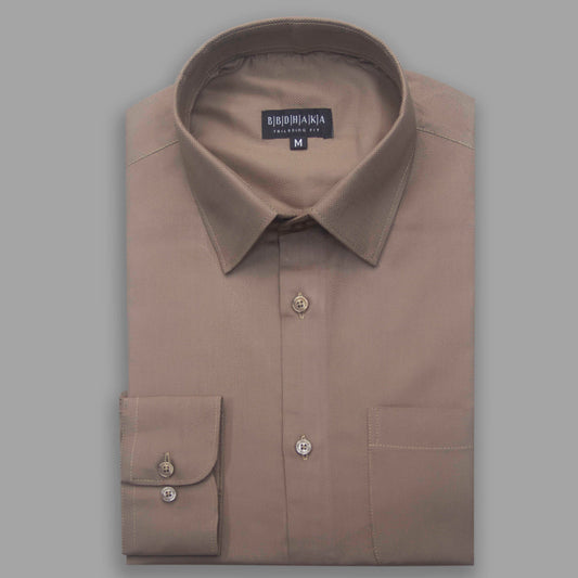 Camel Brown Dobby Formal Shirt - New Article